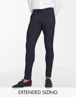 'Camden' super skinny premium fabric suit pants in navy with stretch