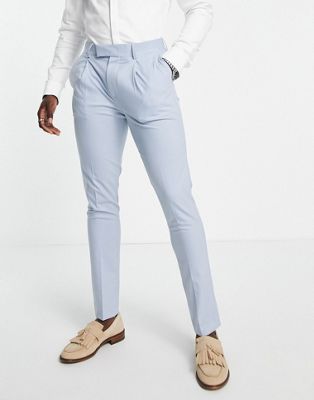 Noak 'Camden' super skinny premium fabric suit trousers in light blue with stretch