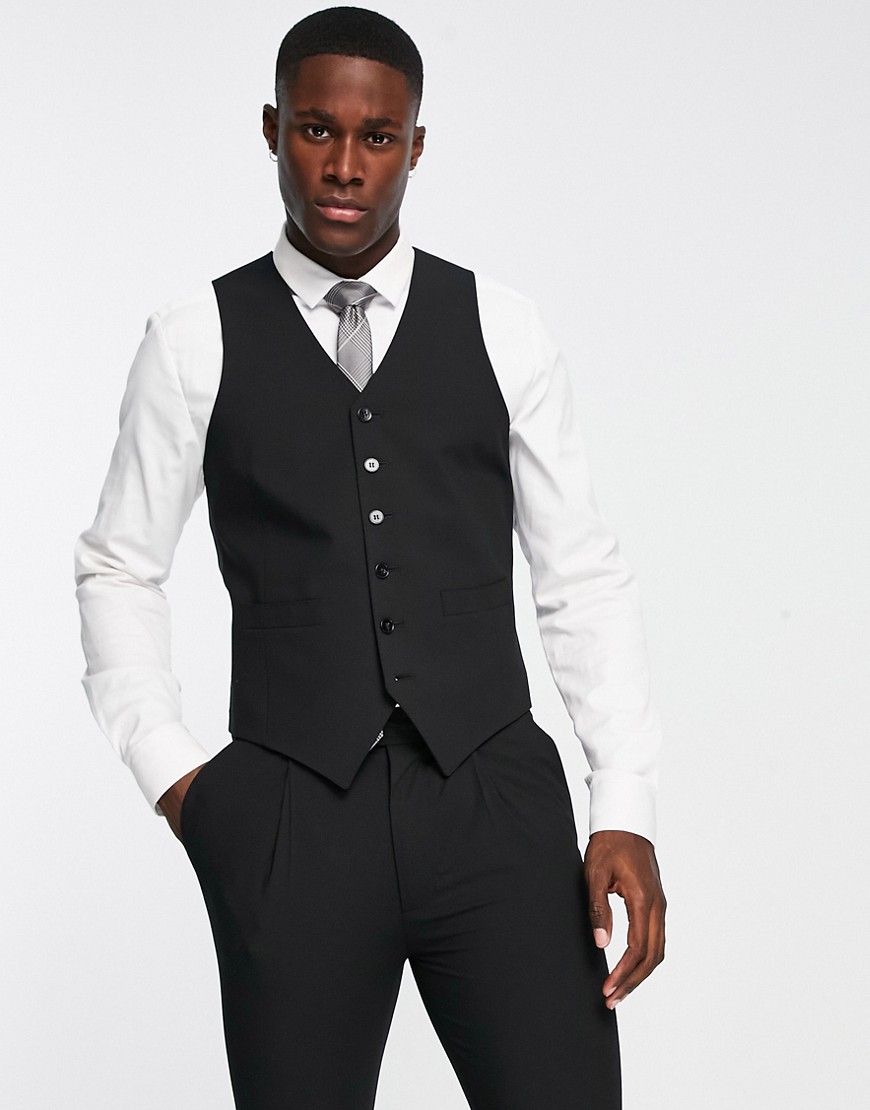 Noak 'Camden' super skinny premium fabric suit vest in black with stretch