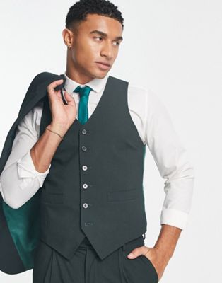 Noak 'Camden' super skinny premium fabric suit waistcoat in mid green with stretch - ASOS Price Checker