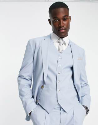 Noak 'camden' Super Skinny Premium Fabric Suit Jacket In Light Blue With Stretch