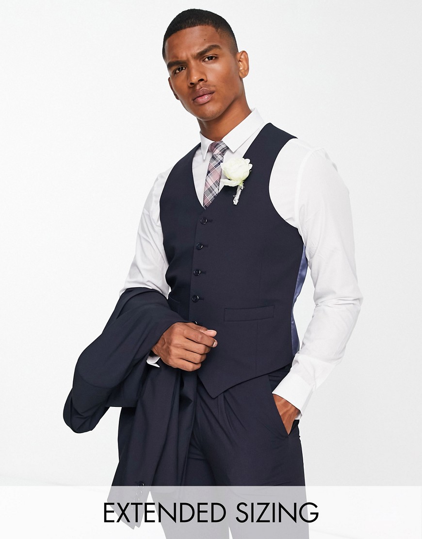 Noak 'camden' Super Skinny Premium Fabric Suit Vest In Navy With Stretch In Black