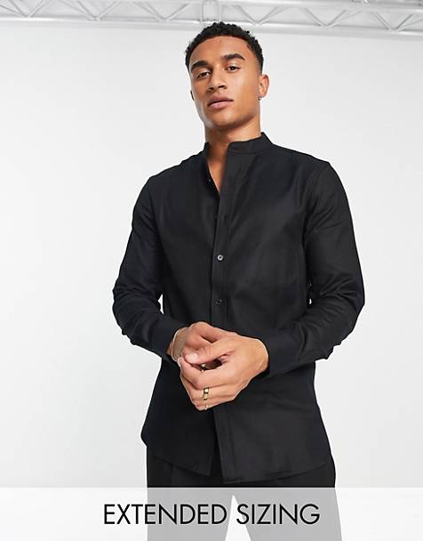Camicia slim fit elegante in twill di rasatello nera facile da stirare Asos Uomo Abbigliamento Camicie Camicie eleganti Noak 