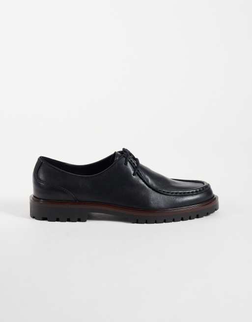 NOAK chaussures à lacets type derby en cuir noir avec semelle crantée, fabriquées au Portugal, 1 de 4