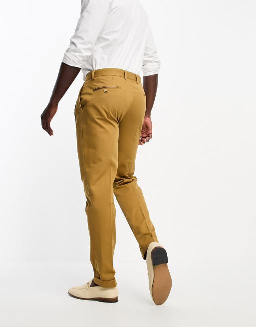 Noak - Chino slim premium in twill di cotone marrone tabacco , 2 di 5