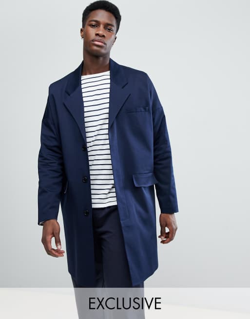 Noak cotton duster coat in navy | ASOS