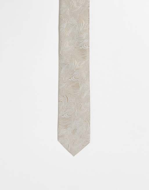 Noak - Cravate fine en jacquard à motif tourbillons - Doré 