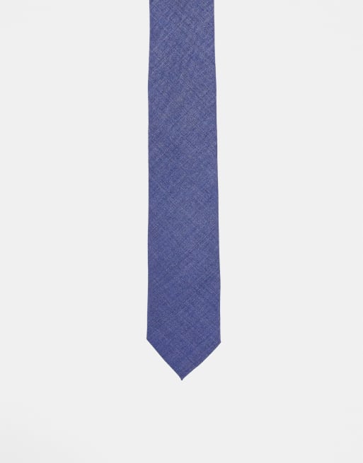 Noak - Cravatta sottile blu in misto lana
