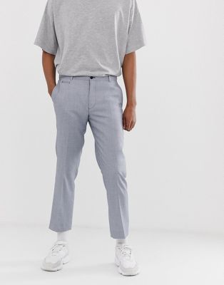 Noak - Cropped slim-fit cropped pantalon met textuur-Blauw