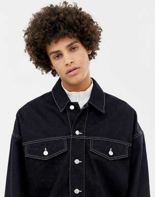 contrast stitch denim jacket