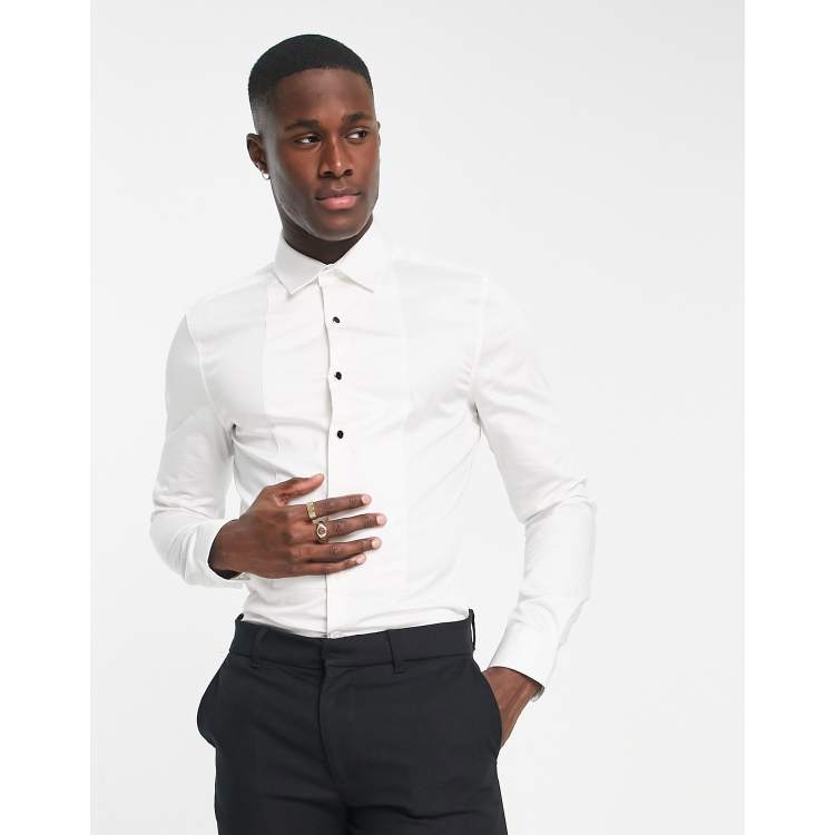 Noak easy iron skinny formal shirt with bib detail in white | ASOS