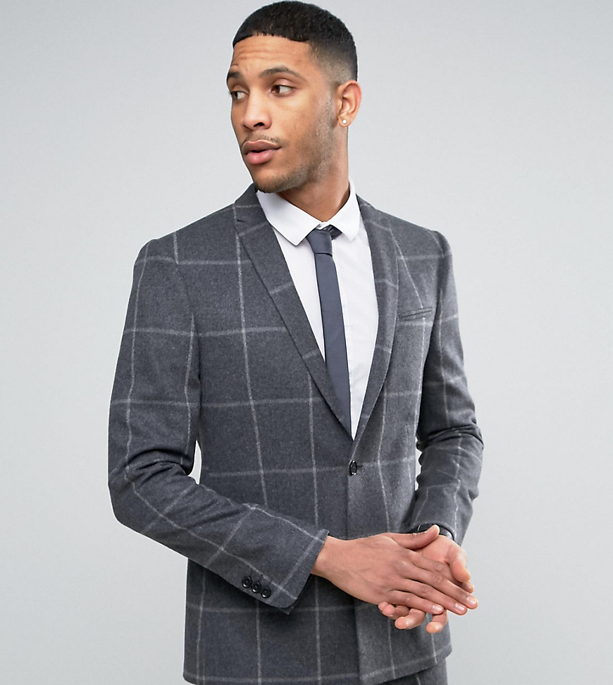 Noak - giacca da abito slim con fondo squadrato-grigio