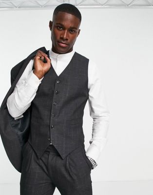 Noak super skinny waistcoat in grey crosshatch with stretch - ASOS Price Checker