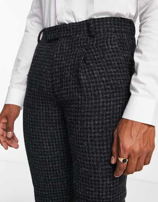 Noak Harris Tweed slim suit pants in black houndstooth