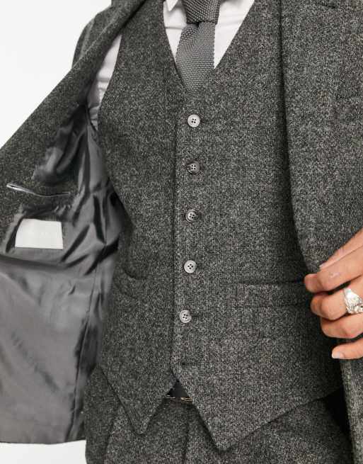 Noak Harris Tweed slim suit in charcoal gray