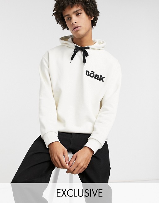 Noak heavy hoodie in off white with branding