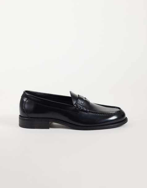 NOAK in Portugal gefertigte Pennyloafer aus schwarzem Leder mit Münzdetail - view 1