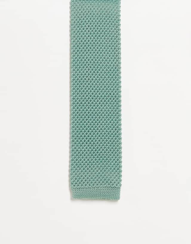 Noak knit tie in sage green