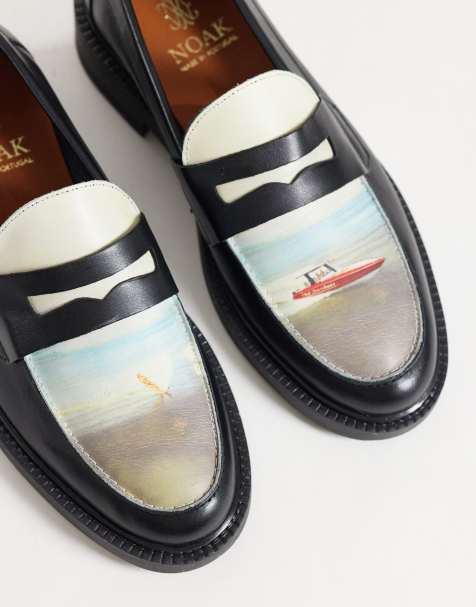 NOAK leren loafer, gemaakt in Portugal, met grafische print op de neus - view 1