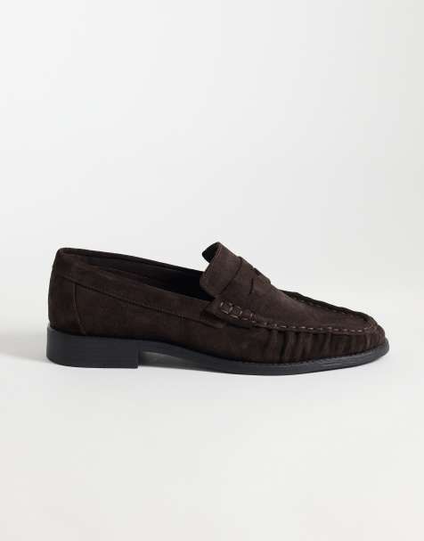 NOAK loafers fremstillet i Portugal i brunt ruskind med rynket apron-toe - view 1