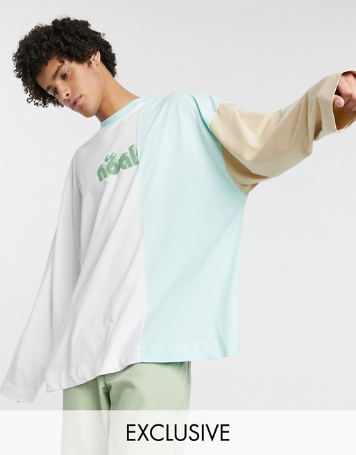 Noak long sleeve t-shirt with cut and sew panel with logo