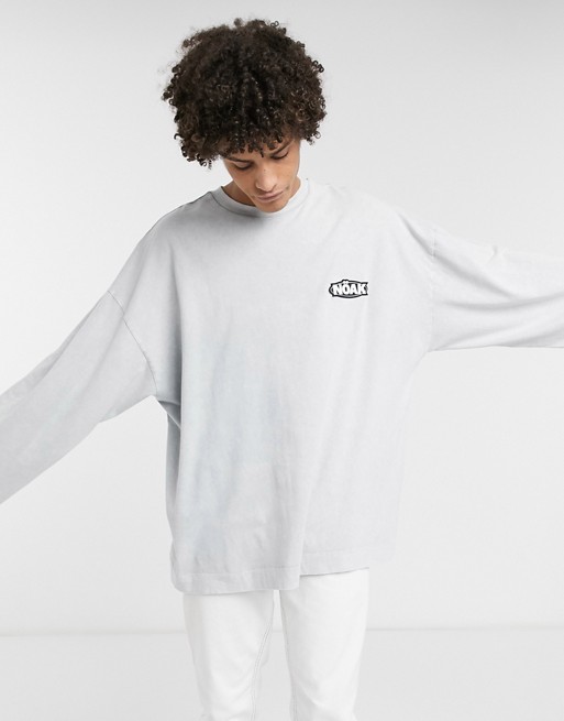 Noak long sleeve t-shirt with rubber logo with wash