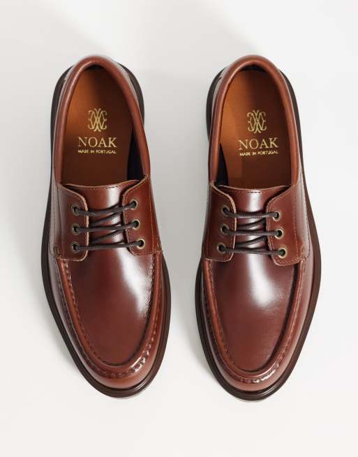 NOAK made In Portugal boat shoes with cleated sole in brown leather, 2 of 4