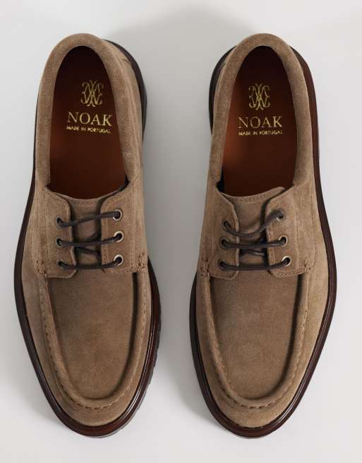 NOAK – Made In Portugal – Bootsschuhe aus Wildleder in Beige mit Profilsohle, 3 von 4