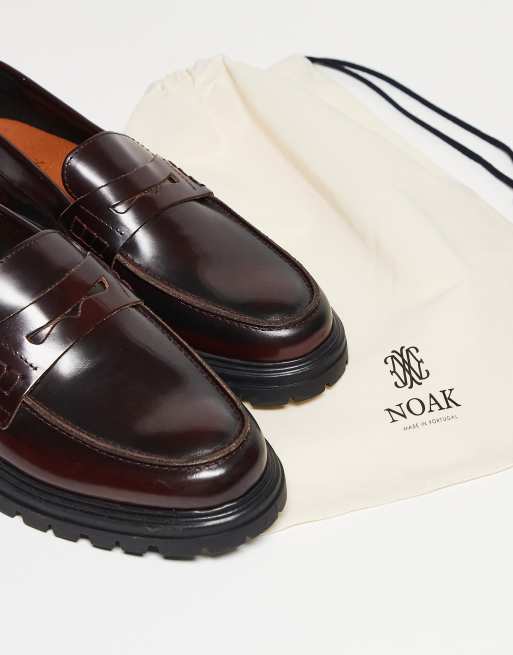 Noak - Made in Portugal - Bordeauxrøde penny-loafers i læder, 3 af 5