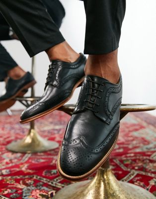 Noak made in Portugal brogue shoes in black leather