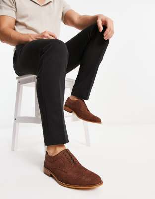 Noak made in Portugal brogue shoes in brown suede