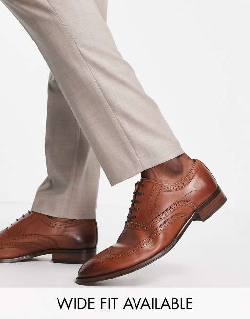 ASOS DESIGN Brogue Shoes In Brown Leather With Natural Sole And Colour  Details for Men