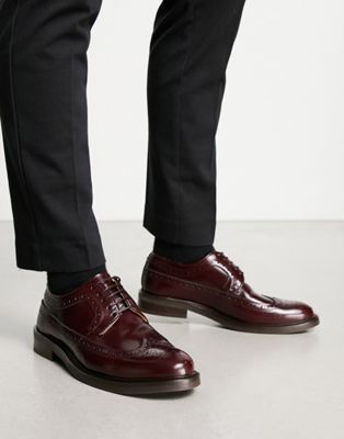 Noak made in Portugal brogue shoes with chunky sole in burgundy leather