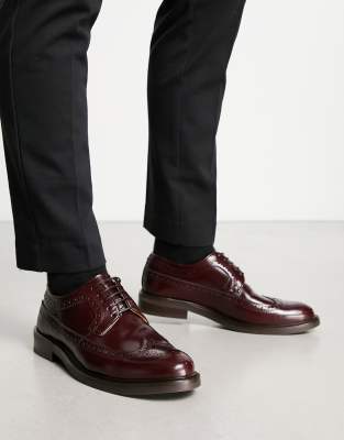 NOAK MADE IN PORTUGAL BROGUE SHOES WITH CHUNKY SOLE IN BURGUNDY LEATHER-RED