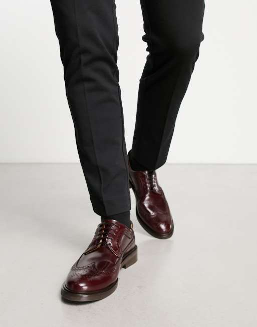 Noak made in Portugal brogue shoes with chunky sole in burgundy leather, 4 of 4