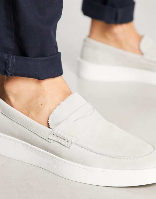 Mens loafers store with white soles