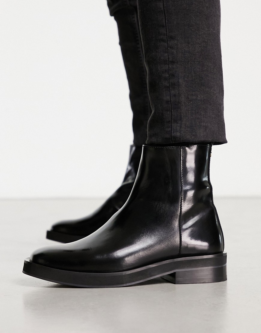 Noak Made In Portugal Chunky Chelsea Boots In Black Leather