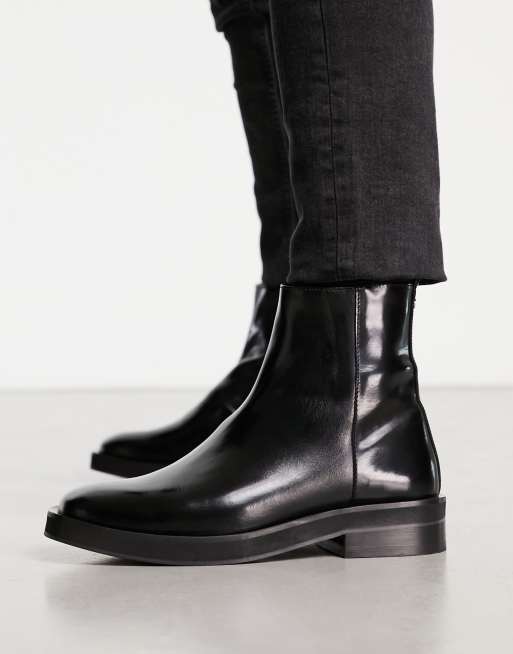 Mens black chelsea boots with zip sale