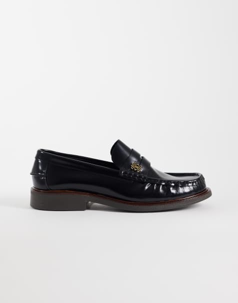 NOAK – Made in Portugal – Czarne skórzane loafersy penny z metalowymi elementami z logo - view 1