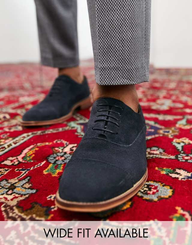 Noak made in Portugal derby shoes with toe cap in navy suede