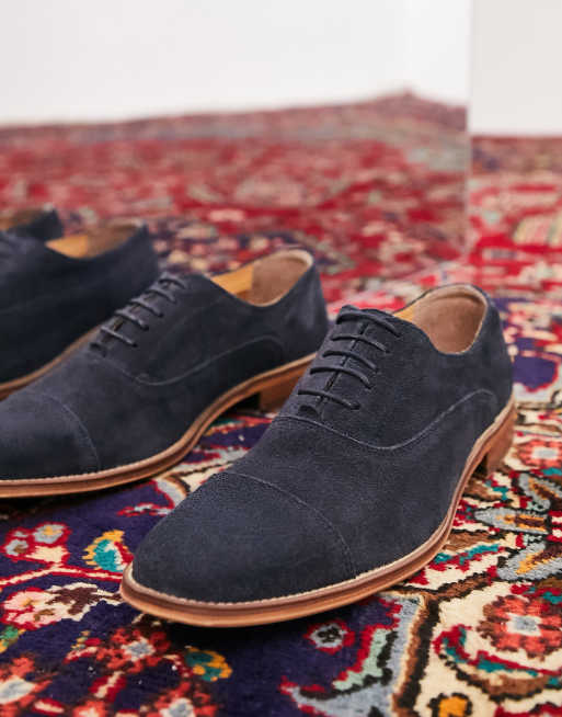 Noak made in Portugal derby shoes with toe cap in navy suede, 3 of 4