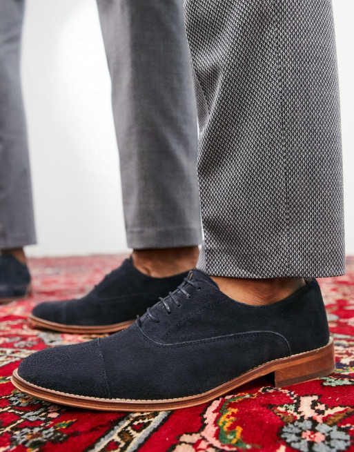 Noak made in Portugal derby shoes with toe cap in navy suede, 4 of 4