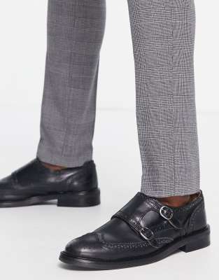 Noak Noak made in Portugal double monk shoes in black leather