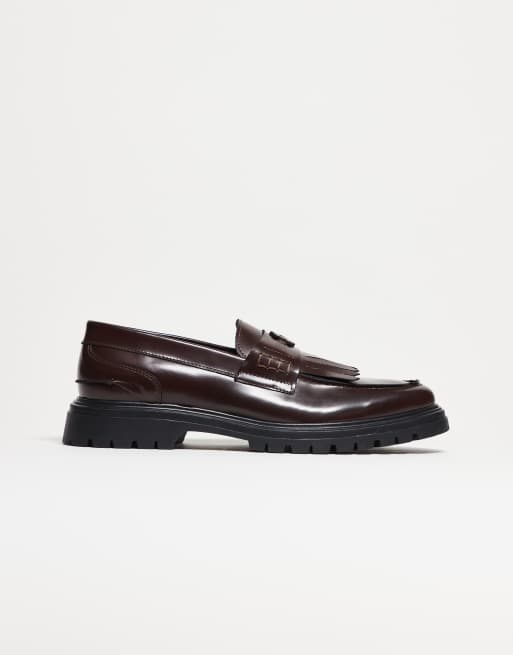 NOAK made in Portugal fringe loafers in brown leather with gold hardware, 2 of 5