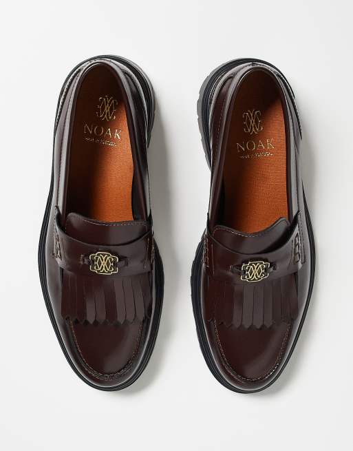 NOAK made in Portugal fringe loafers in brown leather with gold hardware, 5 of 5