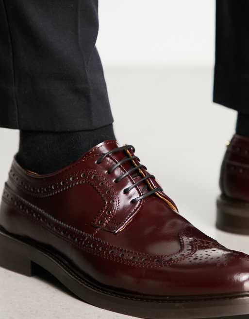 Noak - Made in Portugal - Leren brogues met dikke zool in bordeauxrood, 2 van 4