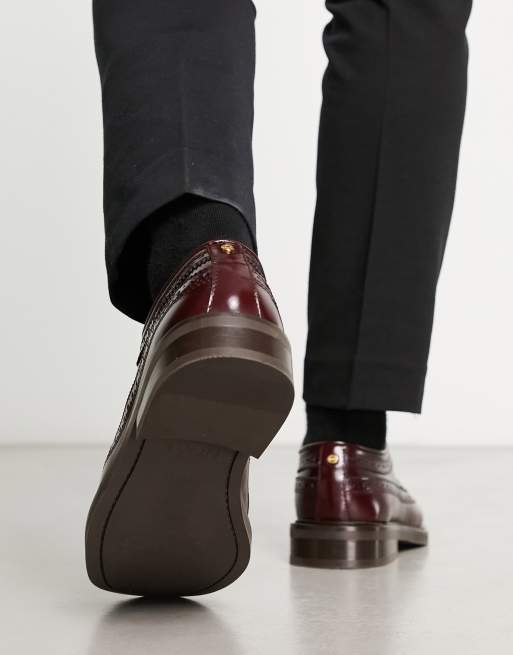 Noak - Made in Portugal - Leren brogues met dikke zool in bordeauxrood, 3 van 4
