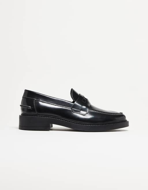 Noak - Made in Portugal - Leren penny loafers in zwart met contrastnaden en gouden hardware, 2 van 5