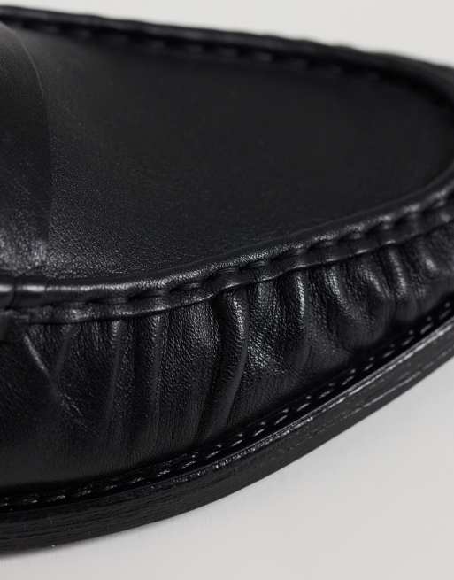 NOAK made in Portugal loafers in black leather with ruched apron, 2 of 4