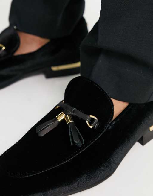 Noak made in Portugal loafers in black velvet | ASOS display picture 3